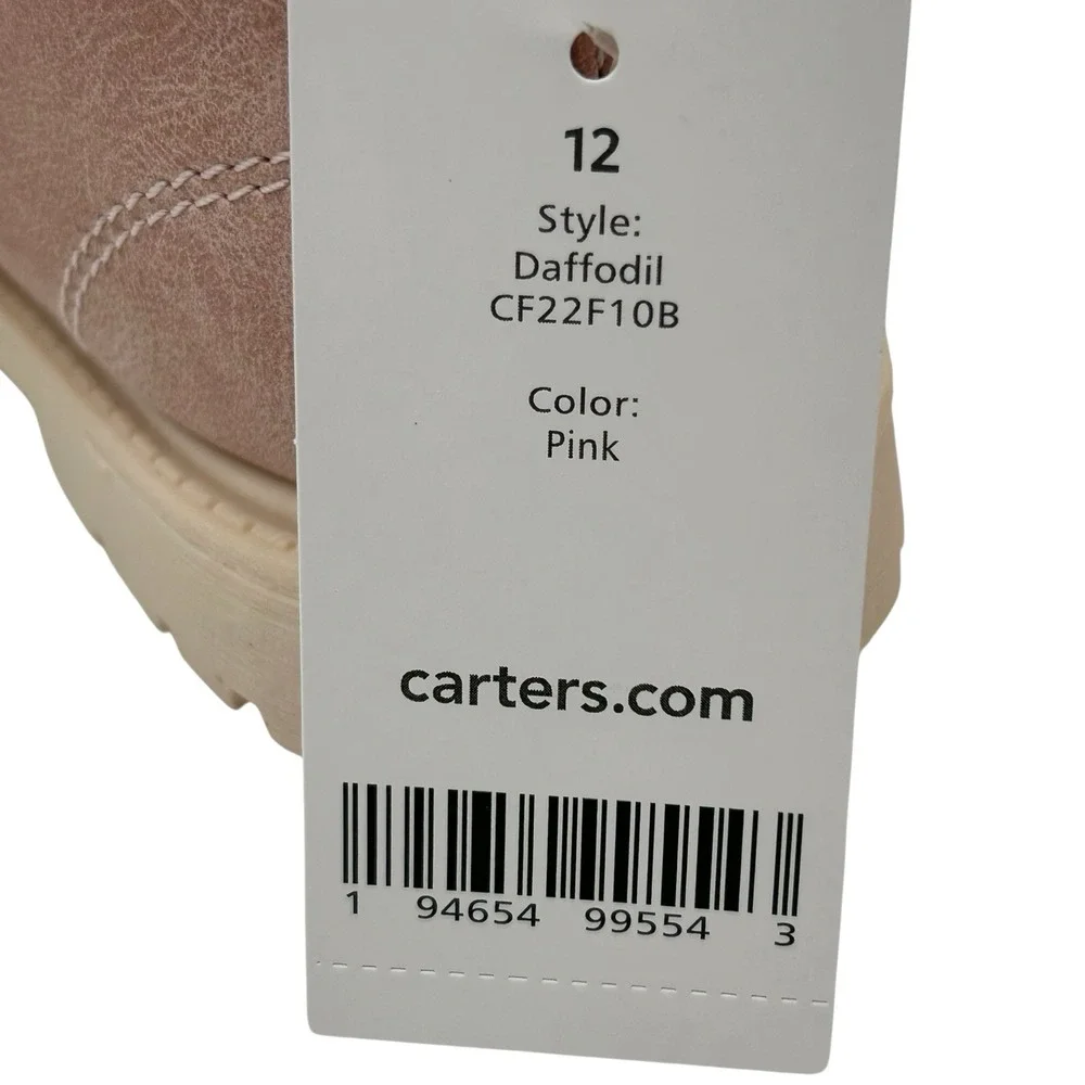 Carters Little Girls Slip-on Combat Ankle Boots Size‎ 12 Rose Pink Flower Strap